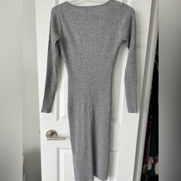 Babaton Gray Ribbed Knit Button-Down Dress - Picture 5 of 5